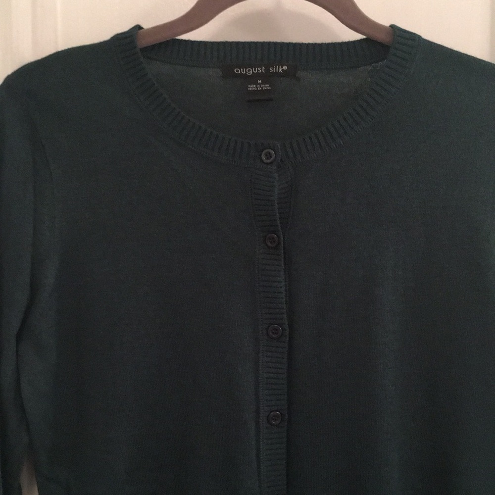Hunter green August Silk long sleeve cardigan